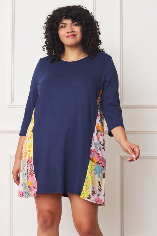 Plus Side Contrast A Line Tunic Dress