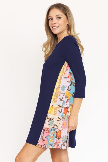 Plus Side Contrast A Line Tunic Dress