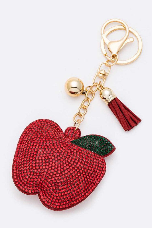 Rhinestone Apple Pillow Key Chain