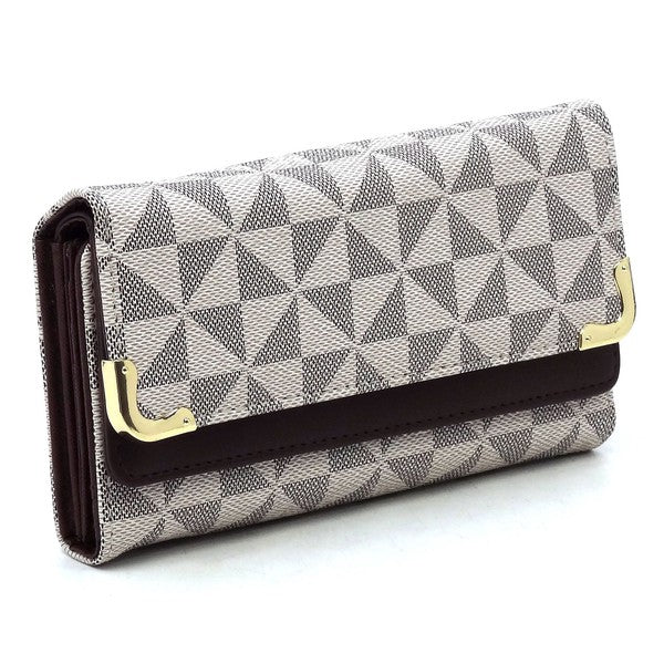 Monogram Tri-fold Clutch Wallet Cell Phone Wallet