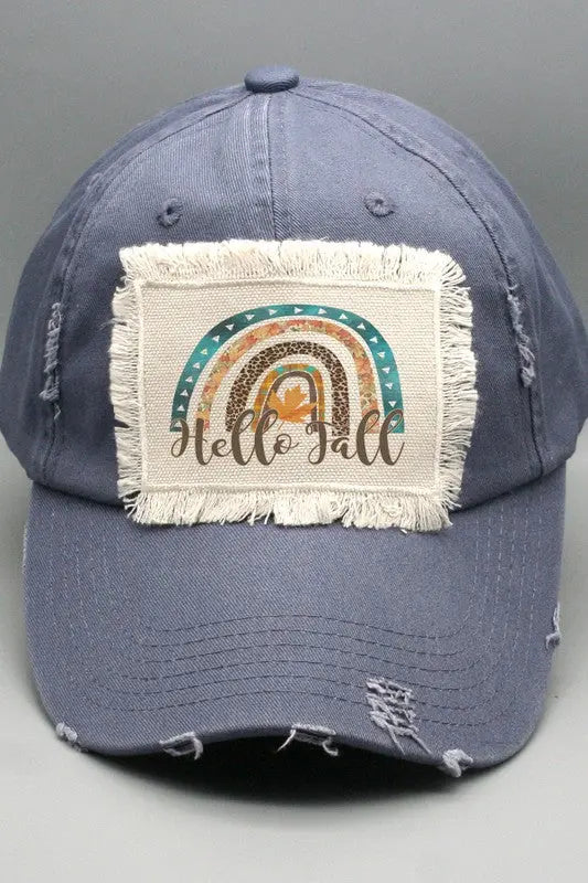 Hello Fall Rainbow Patch Hat Cali Boutique