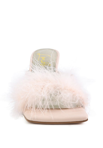 Honeybear Feather Detail Slip-On Sandals