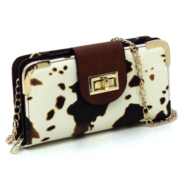 Fashion Turn Lock Crossbody Wallet