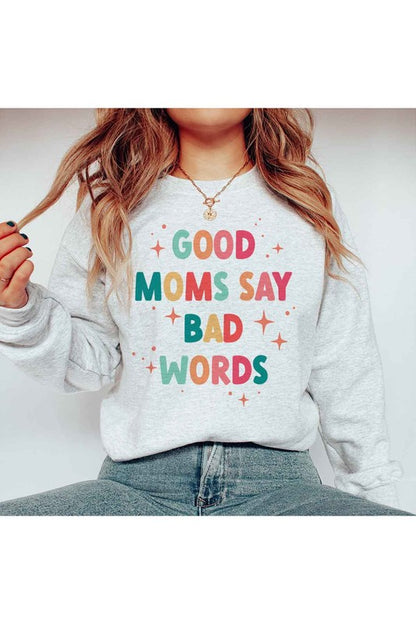 GOOD MOM BAD WORDS GRAPHIC SWEATSHIRT PLUS SIZE