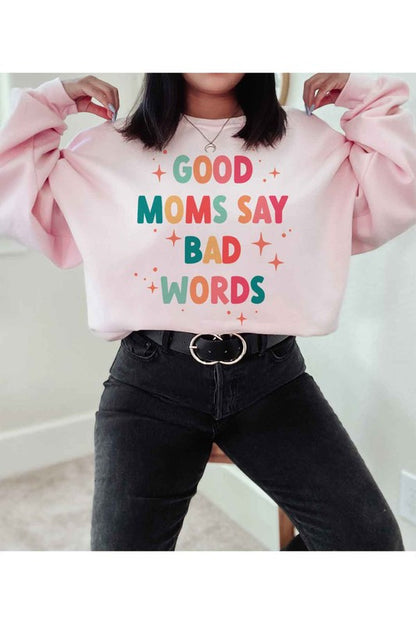 GOOD MOM BAD WORDS GRAPHIC SWEATSHIRT PLUS SIZE