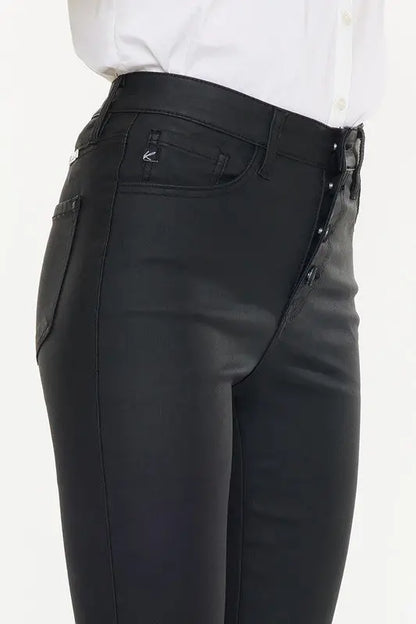 High Rise Black Coated Ankle Skinny Jean Kan Can USA