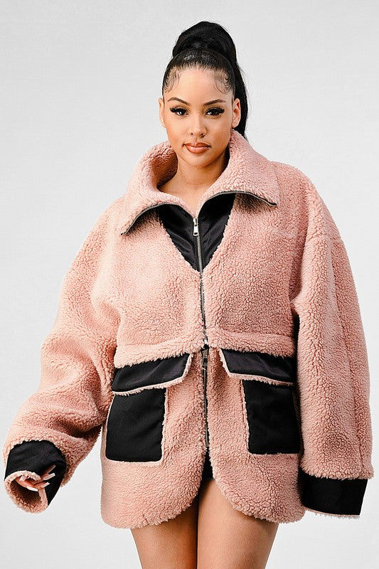 ATHINA OVERSIZED SHERPA WITH CONTRAST JACKET