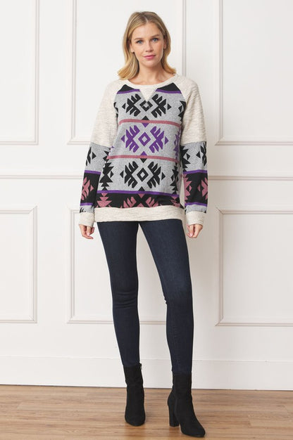 V Stitch Tribal Contrast Tunic