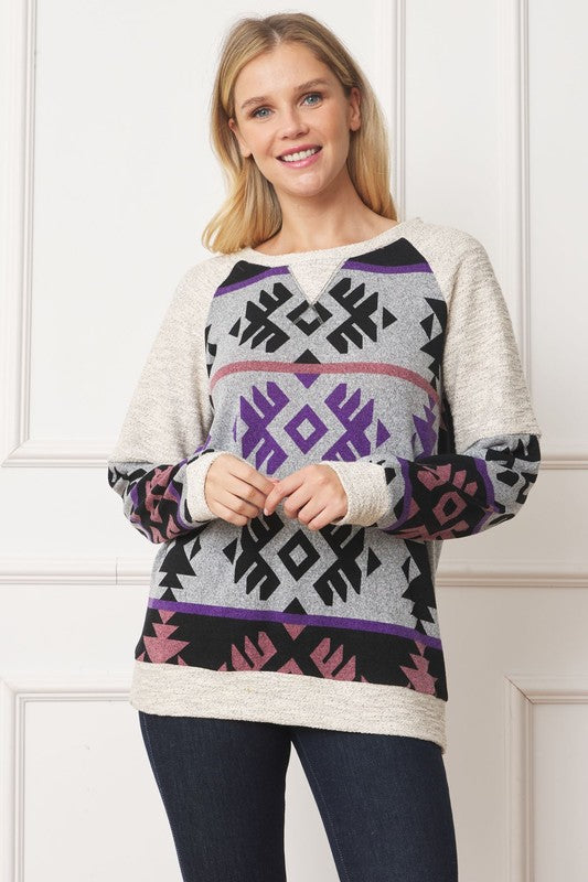 V Stitch Tribal Contrast Tunic