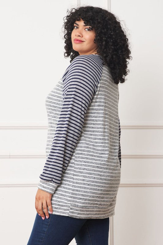 Plus Stripe Two Tone Tunic