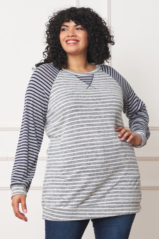 Plus Stripe Two Tone Tunic