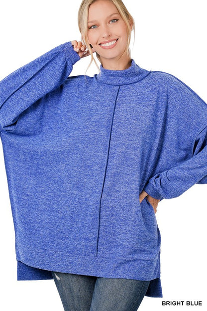 Brushed Melange Hacci Mock Neck Sweater