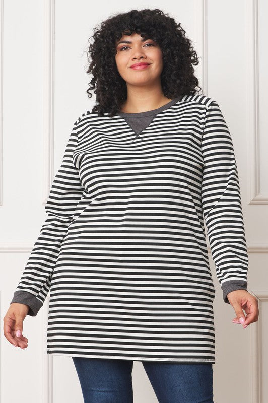 Plus Stripe V-Stich Tunic