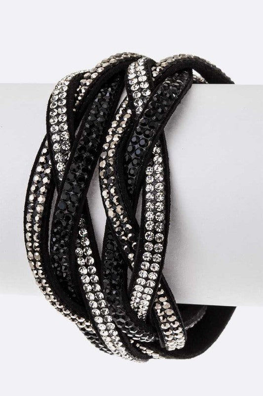 Rhinestone Double Wrap Stone Bracelet