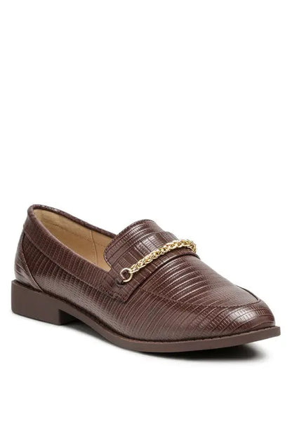 Vouse Low Block Loafers Adorned With Golden Chain Rag Company