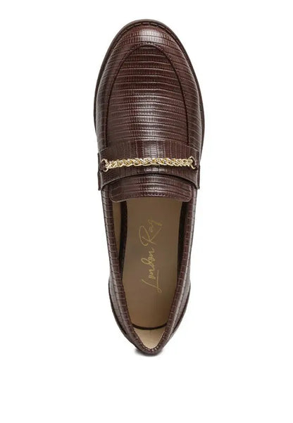 Vouse Low Block Loafers Adorned With Golden Chain Rag Company