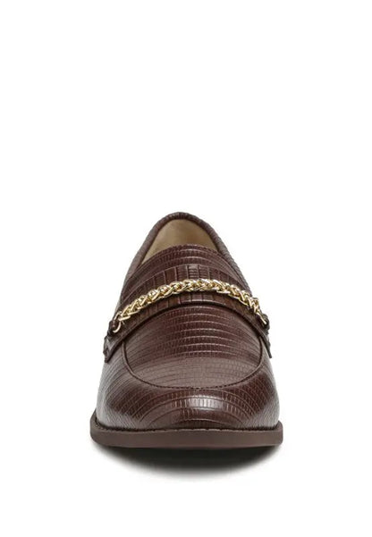 Vouse Low Block Loafers Adorned With Golden Chain Rag Company