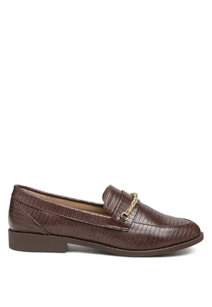 Vouse Low Block Loafers Adorned With Golden Chain Rag Company