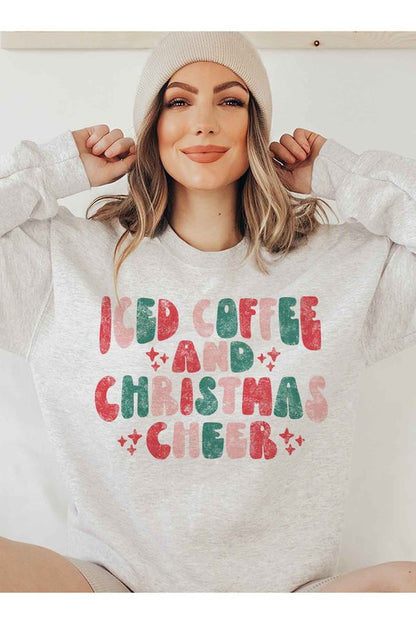 ICED COFFEE CHEERS GRAPHIC PLUS SIZE SWEATSHIRT