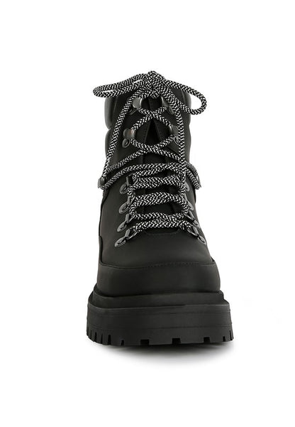 Goliath Lace Up Chunky Biker Boots