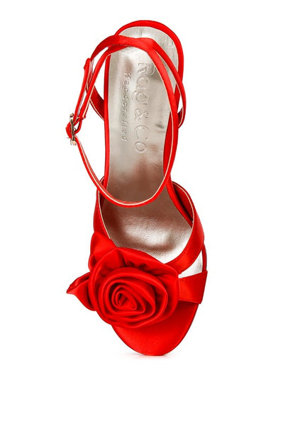 CHAUMET Rose Bow Satin Heeled Sandals