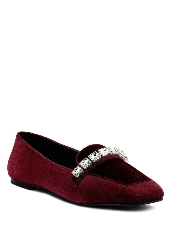 LAMINGTON Handcrafted Velvet Diamante Loafers Rag Company