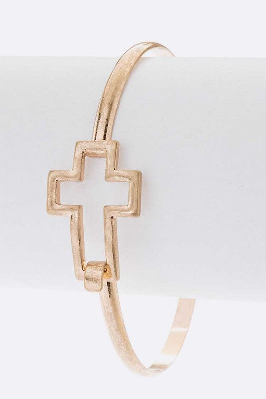 Cutout Cross Skinny Bangle