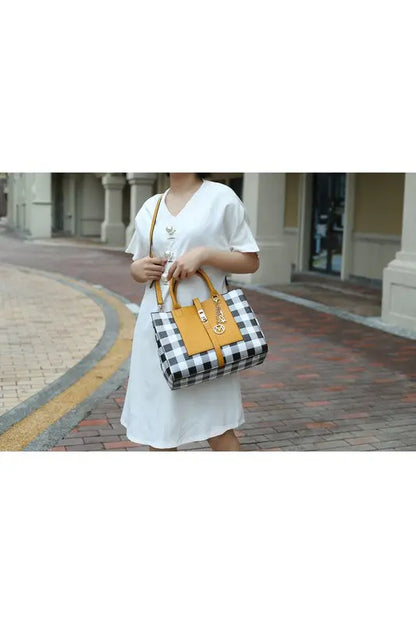 MKF Collection Yola Checkered Satchel bag by Mia k MKF Collection by Mia K