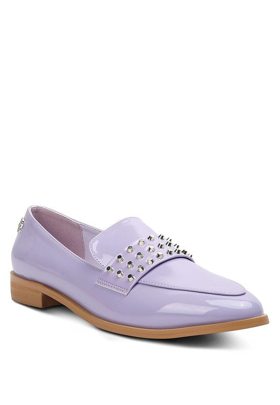 MEANBABE Semicasual Stud Detail Patent Loafers