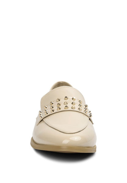 MEANBABE Semicasual Stud Detail Patent Loafers