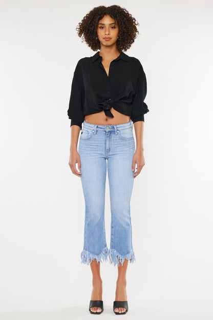 High Rise Crop Bootcut Denim Pants