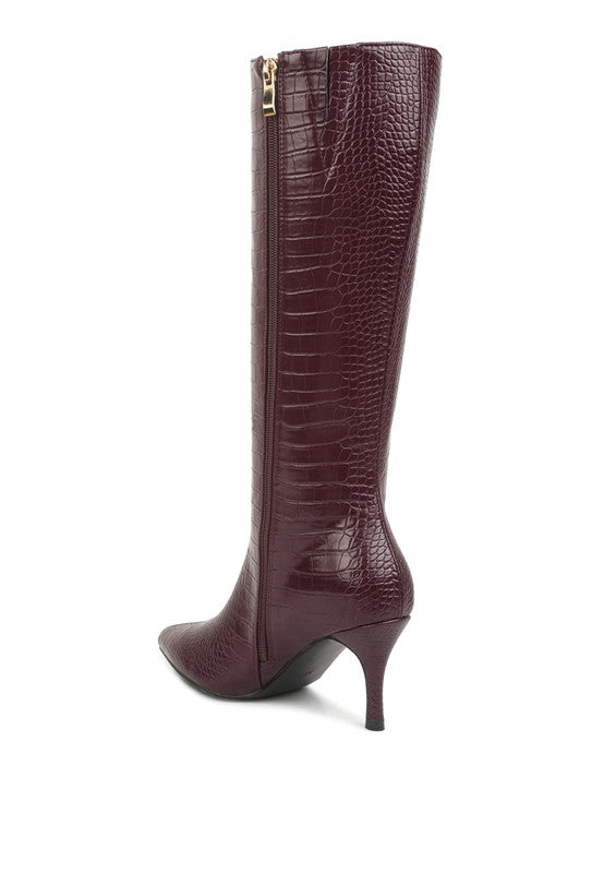 Uptown Pointed Mid Heel Calf Boots