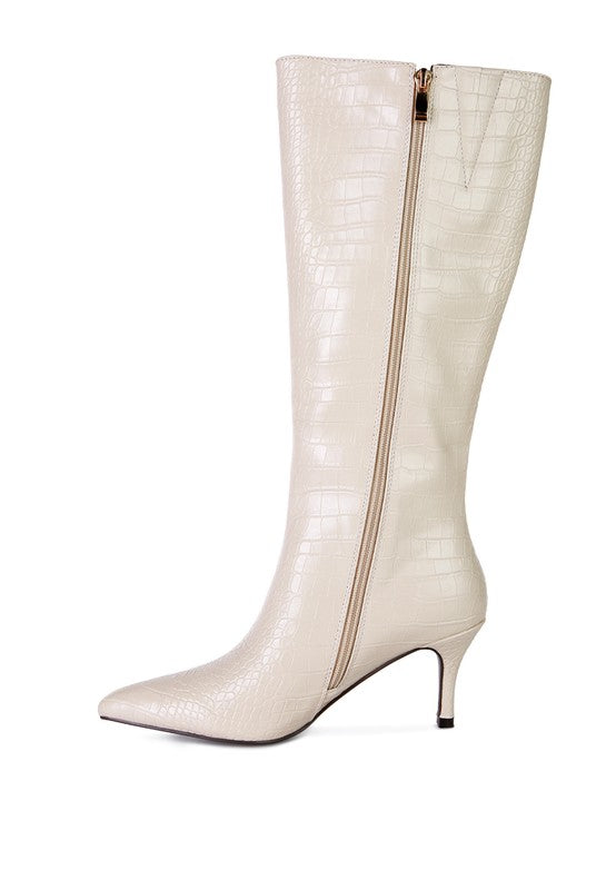 Uptown Pointed Mid Heel Calf Boots