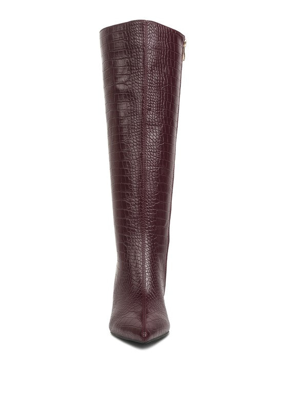 Uptown Pointed Mid Heel Calf Boots