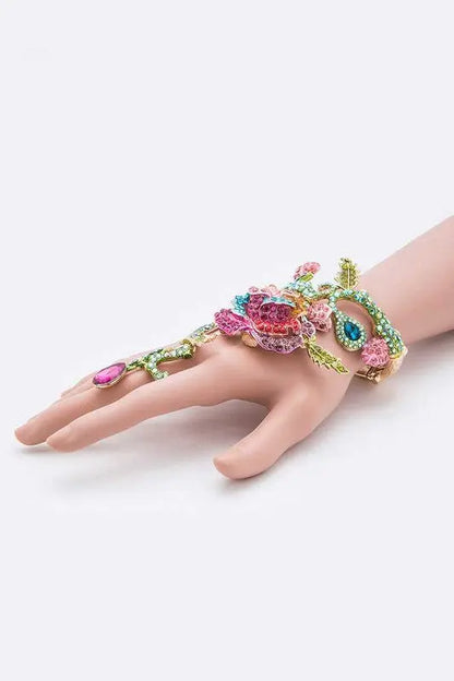 Crystal Rose Statement Palm Bracelet