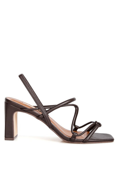 Two Strings Slingback Mid Heel Block Sandals