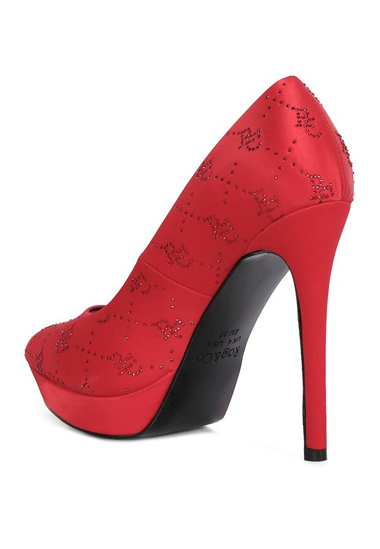 BALLARD Monogram Satin Stiletto Pumps