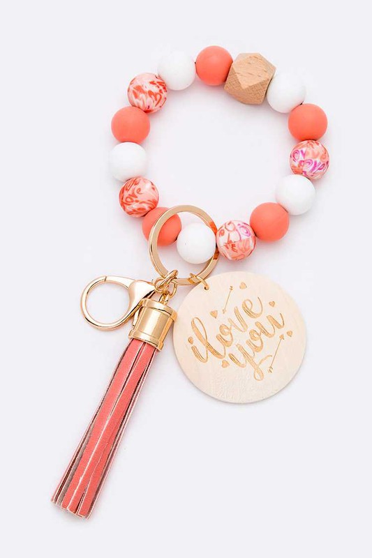 Beaded Tassel Bracelet Keychain