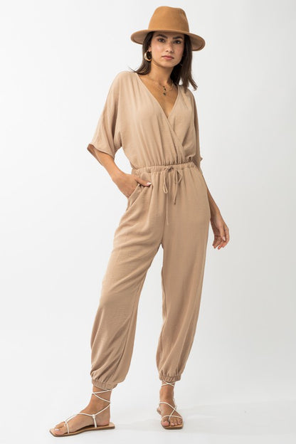 Dolman Sleeve Surplice Jumpsuit