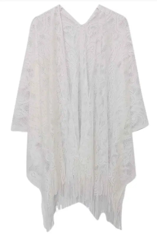 Elegant Lace Fringed Kimono Ellison and Young