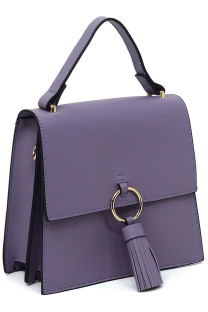 Fashion Ring Tassel Flap Crossbody Satchel