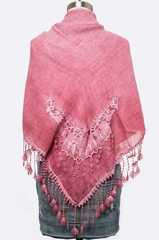 Fringe Laced Viscose Shawl Scarf