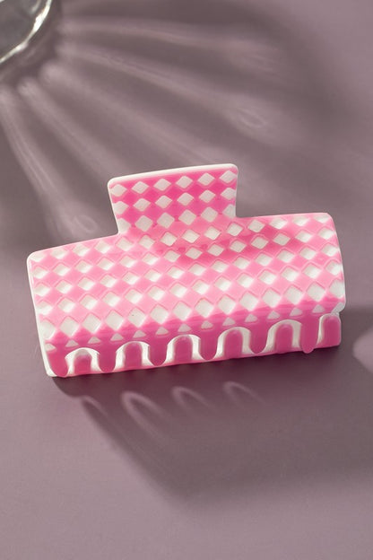 checker pattern rectangle hair claw clip