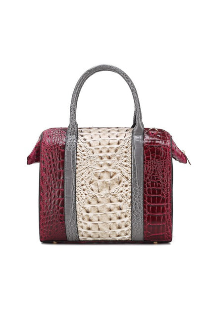 MKF Ember Faux Crocodile-Embossed Satchel by Mia K