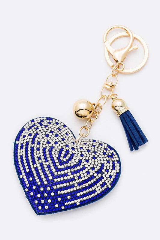 Blue And Clear Heart Stone Pillow Key Chain