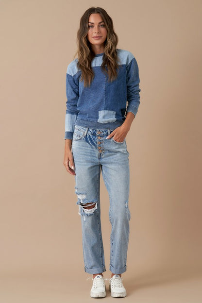 ROLLED UP BOYFRIEND JEANS - Affluza