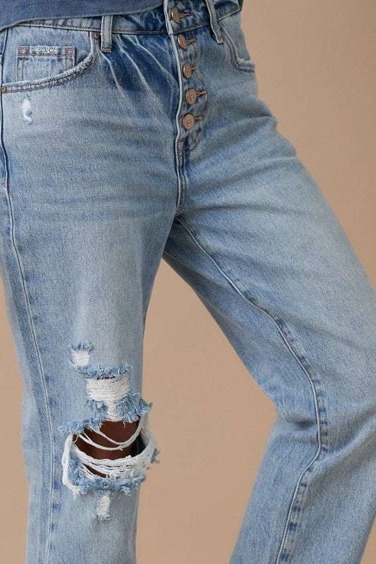 ROLLED UP BOYFRIEND JEANS - Affluza