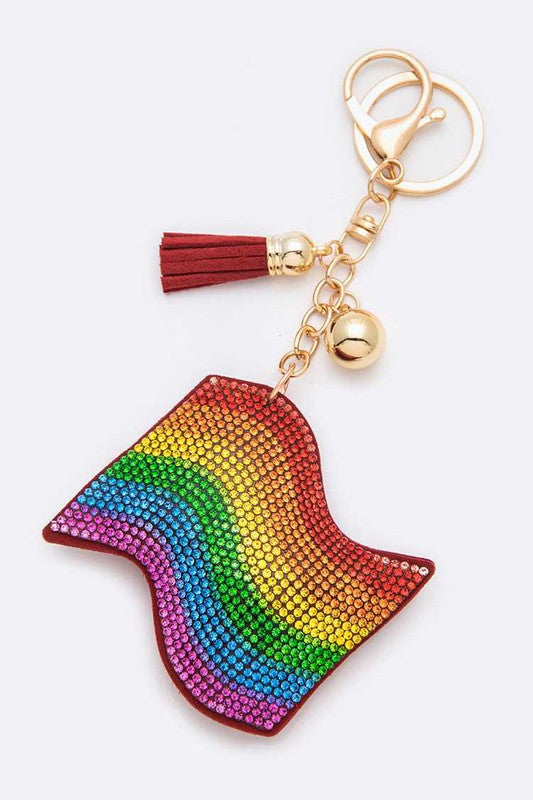 Pride Flag Rhinestone Pillow Key Chain