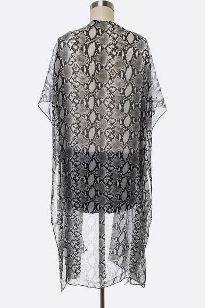 Python Snake Printed Long Kimono Cardigan