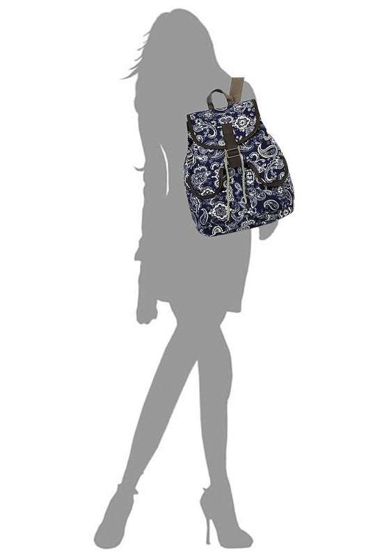 Paisley Printed Canvas Backpack